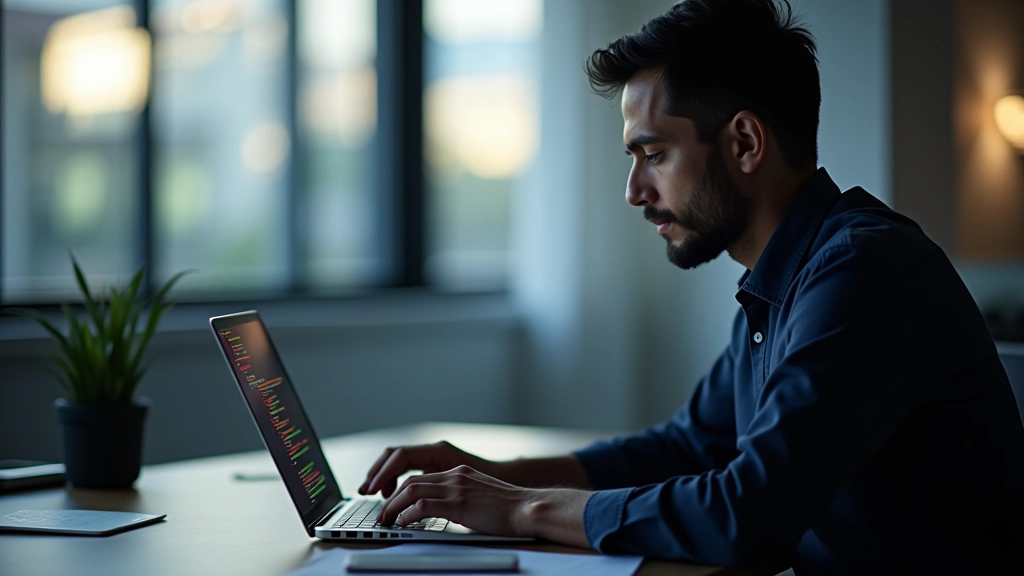 Developer coding responsive CSS with mobile-first approach on laptop screen showing media queries and breakpoints