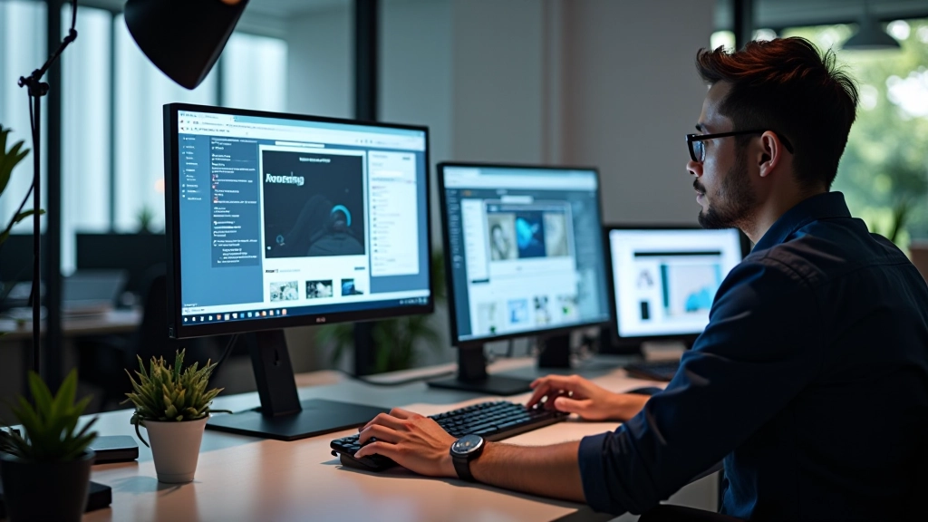 Modern design studio workspace with responsive design displays