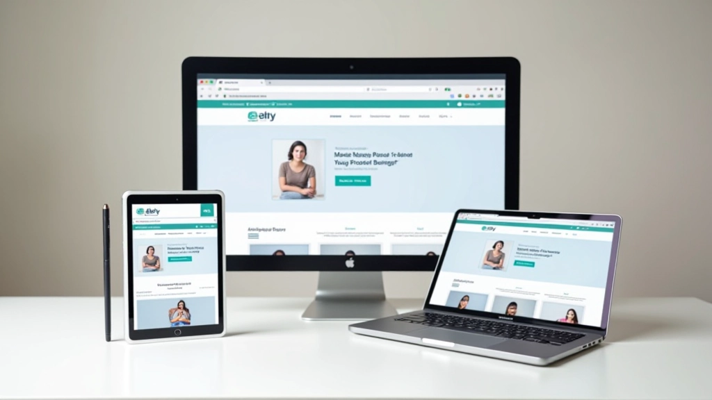 Multiple digital devices including smartphone, tablet, and laptop arranged showing same responsive website design