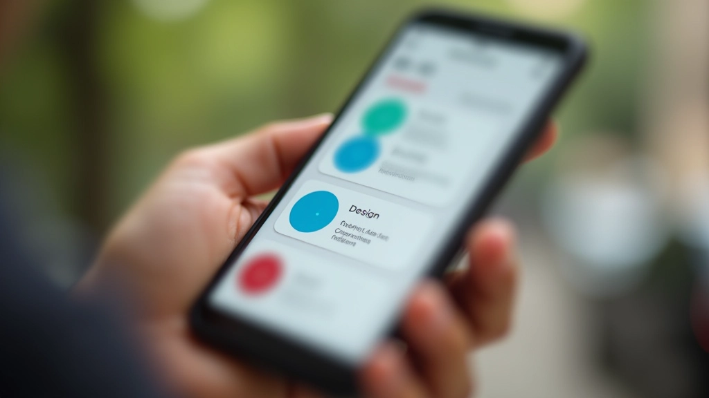 Close-up of mobile phone screen showing touch-friendly navigation menu with large tap targets