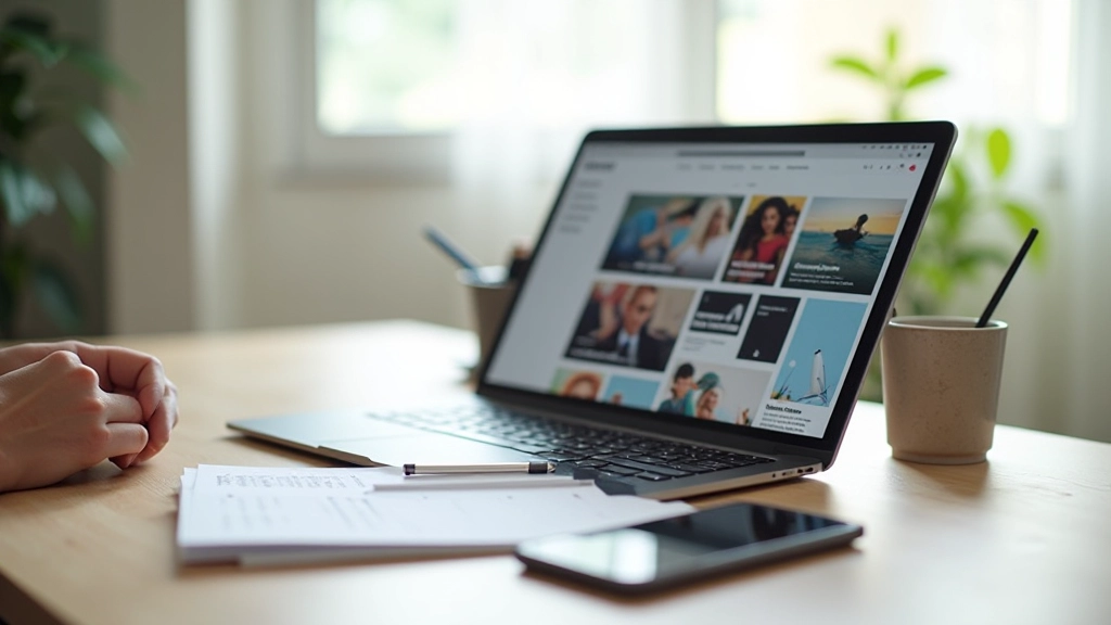 Modern laptop and mobile phone displaying responsive web design layouts side by side on a clean desk